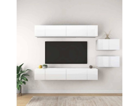 Conjunto 8 de muebles de salón VIDAXL madera ingeniería blanco brillo