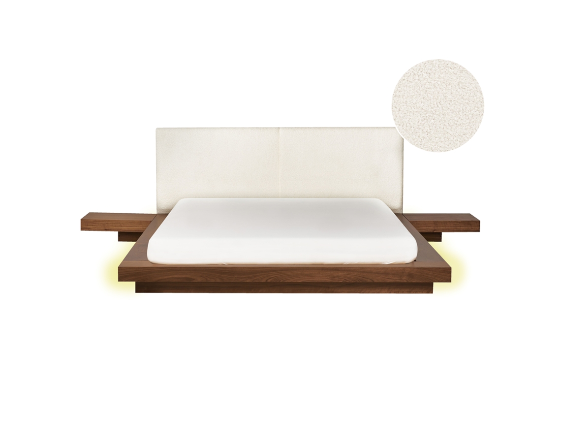 Cama LED BELIANI Zen de MDF Marrón 308x229x86