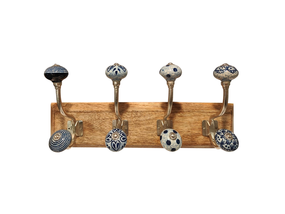 ORIGEN Home Decor Percha 4 Pomos Percheros Marrón 20x44x12cm BY SIGRIS