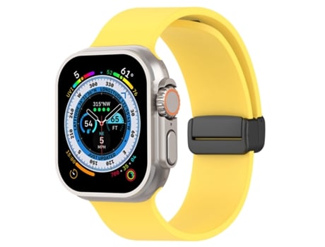 Correa de reloj de silicona suave con hebilla magnética negra para Apple Watch Ultra 49 mm (amarillo)