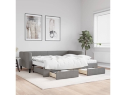 Sofá Cama Nido Con Cajones Tela Gris Oscuro 90x190 Cm
