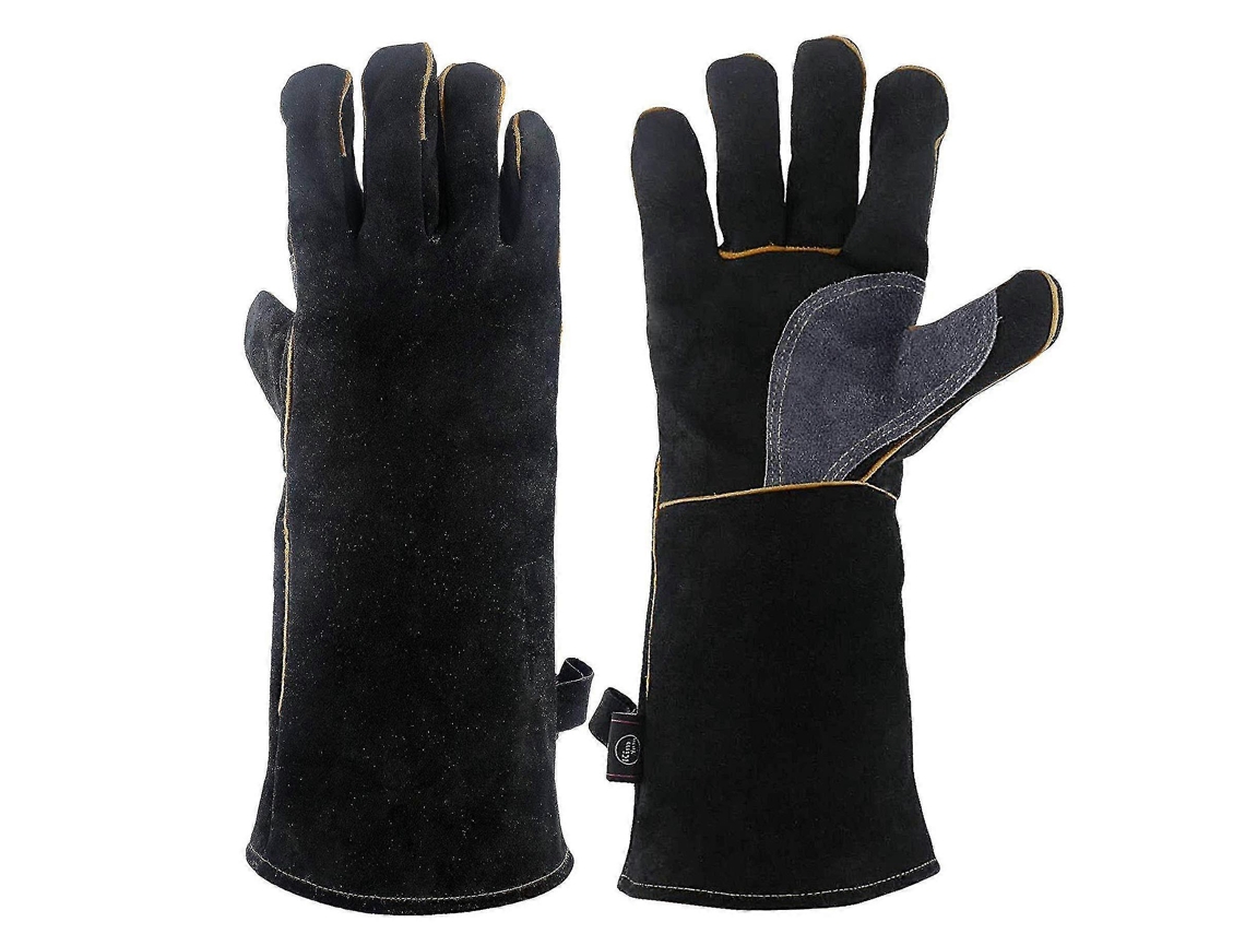 Guantes De Cuero Resistentes Al Calor Extremo Con Costuras De Kevlar Para Chimenea Horno Parrilla Soldadura Barbacoa 14 Pulgadas