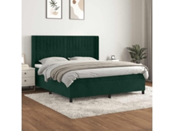 Syfax™ Cama Box Spring Con Colchón Terciopelo Verde Oscuro 180x200 Cm