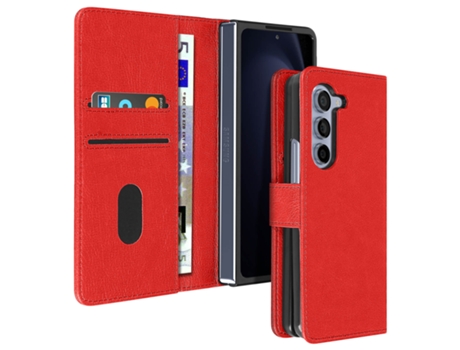 Funda Folio para Samsung Galaxy Z Fold 5 AVIZAR Piel Rojo