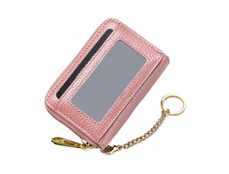 Cartera Para Tarjetas Bancarias Con Cremallera De Órgano, Cartera Para Llaves De Piel, Rosa ZMDECQNA