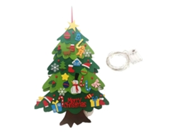 Árbol de Navidad de fieltro para niños, hecho a mano, con luces LED