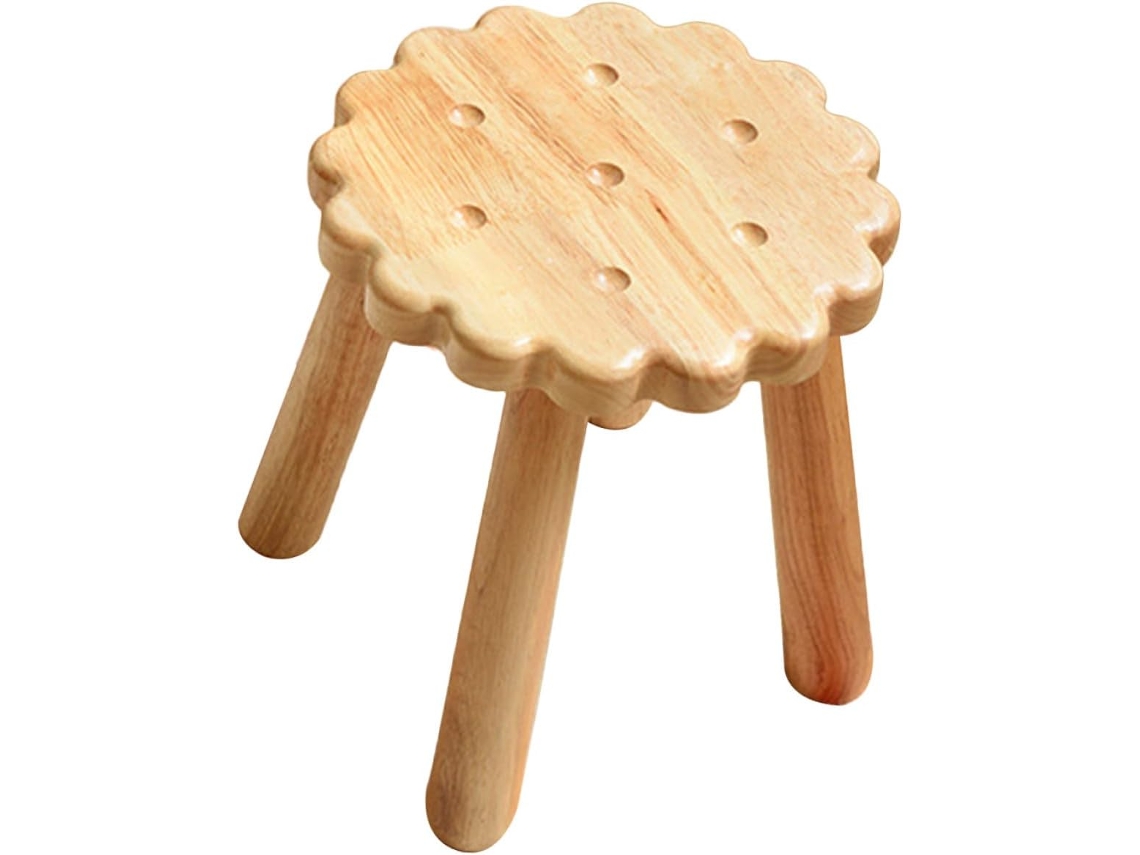 Taburete Para Niños Y Niñas, Madera Maciza, 25 Mm De Grosor, Patas Reforzadas, Estable.