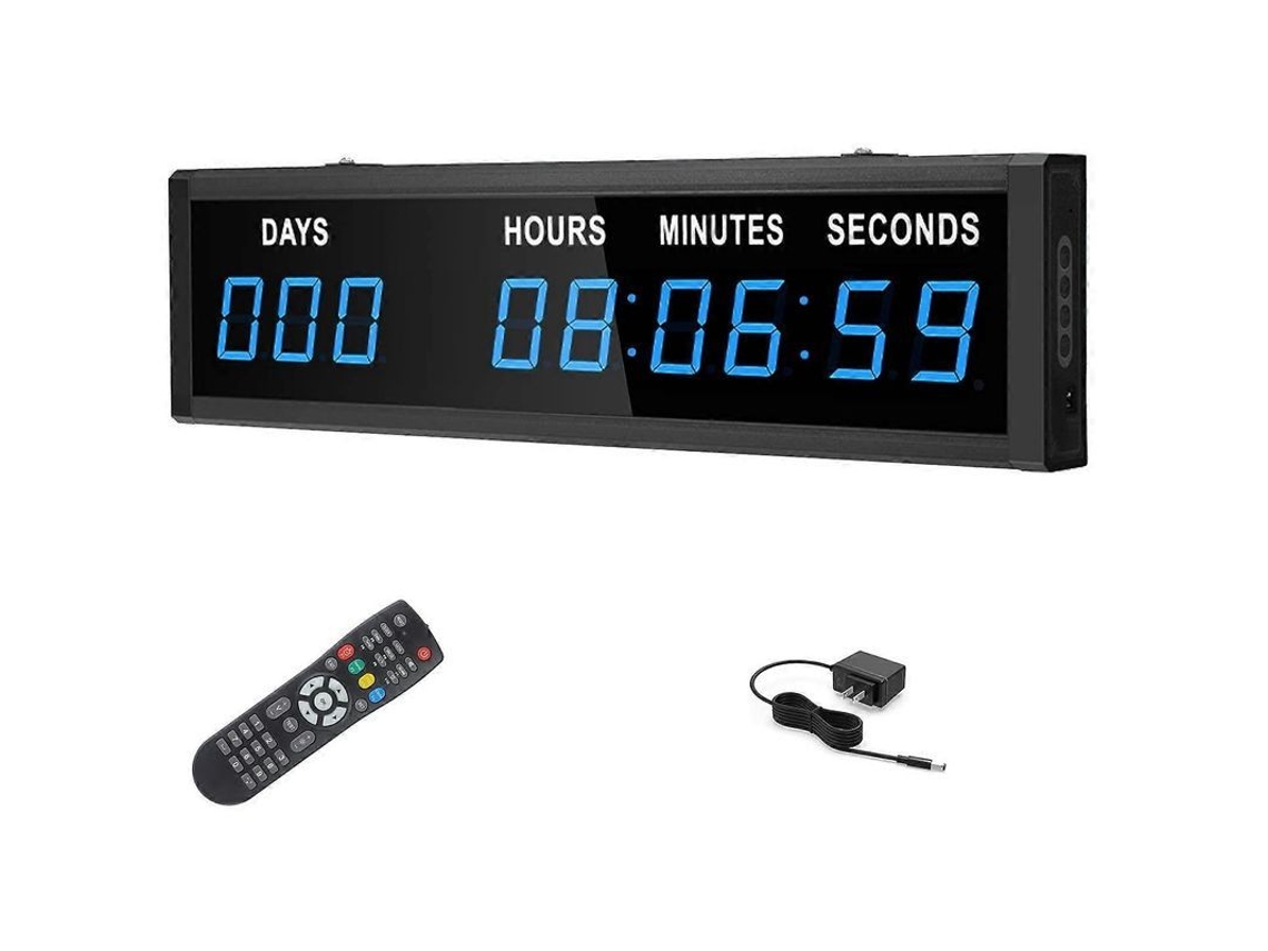 Reloj Led De 9 Dígitos Con Cuenta Regresiva/progresiva De 1,8" Con Control Remoto.