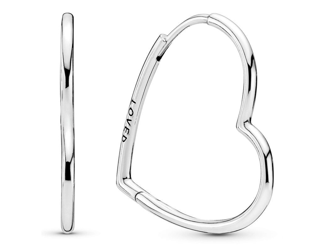 2026-aros De Pendientes De Corazón Asimétrico De Plata Ley Para Mujeres