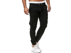 Pantalones Cargo Para Hombre Con Cintura Elástica, Corte Ajustado, Bolsillos, Pantalones Deportivos De Combate Con Puños.