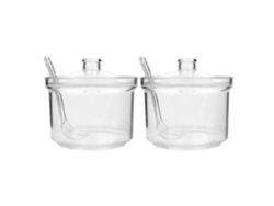 Juego de 2 tarros de especias con cuchara, utensilios de cocina, tarro de especias resistente a la humedad