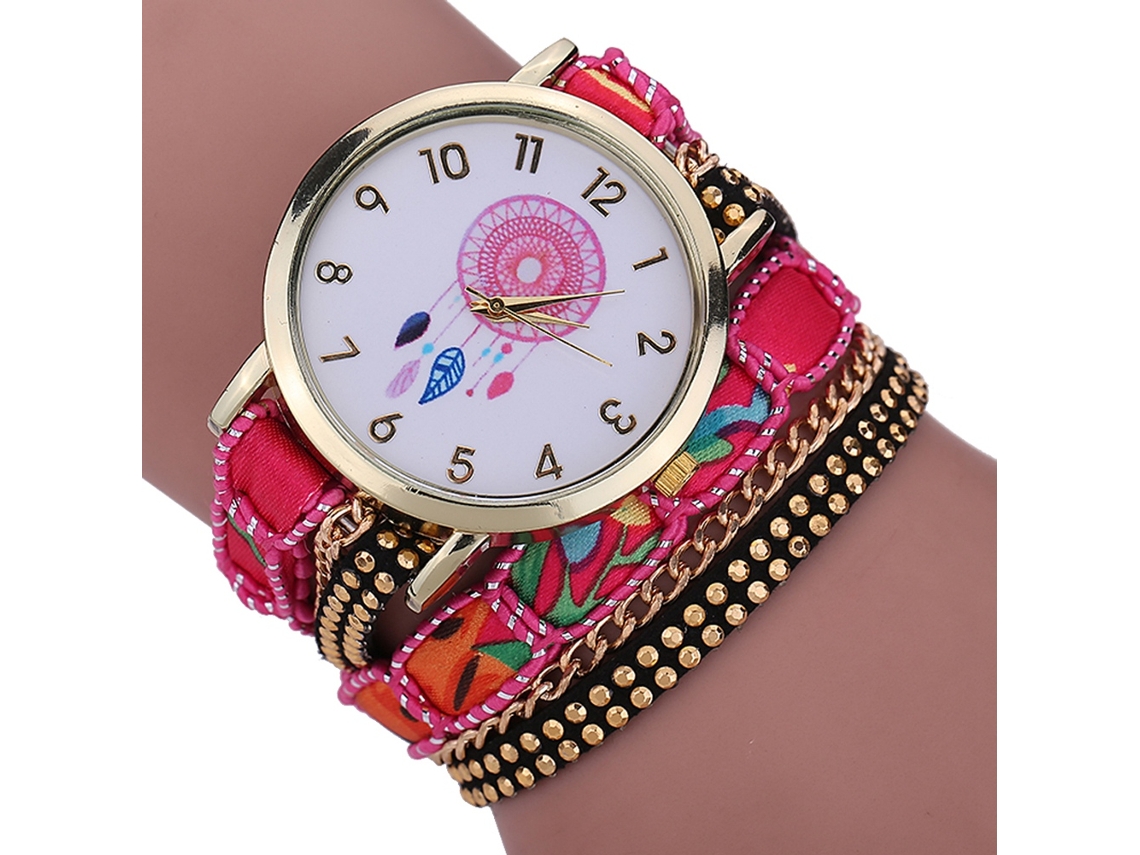 Reloj De Pulsera Retro Étnico Para Mujer Con Diseño De Atrapasueños Y Movimiento De Cuarzo.