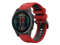 Bracelete Para Garmin Fenix E (47mm) - Silicone Esportivo - Duas Cores (22mm) Vermelho + Preto