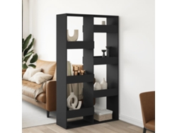 Biombo plegable | Separador de ambientes 100x33x175 cm, fabricado en derivados de madera, color negro.