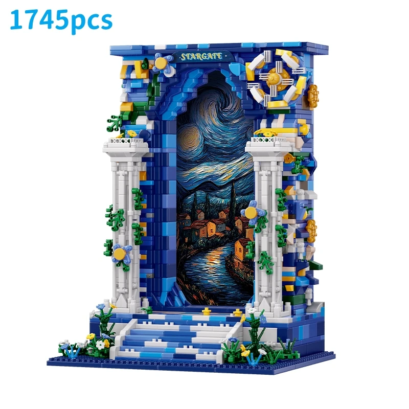 (my97159) 1745 Miniaturas Obras Maestras Noche Estrellada Fantasía Puerta Del Cielo Bloques De Construcción