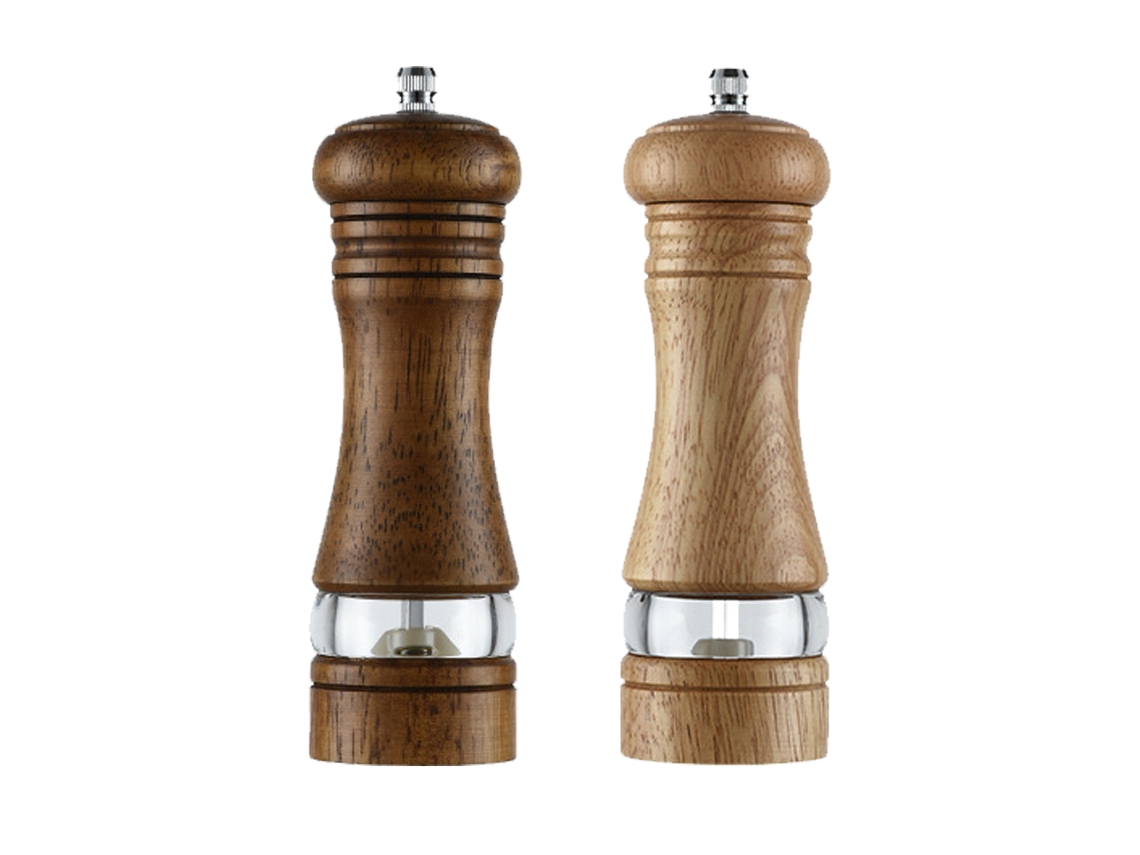 Juegos de molinillos de sal y pimienta de madera, molinillo de sal manual clásico, juegos de molinillos de pimienta recargables (6 pulgadas) estilo 3