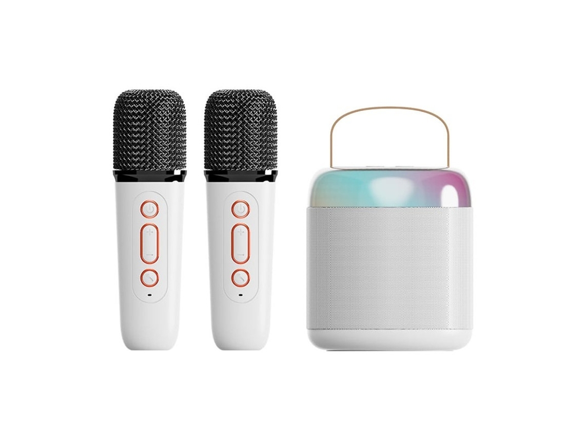 Mini máquina de karaoke portátil con micrófono Bluetooth y alta potencia, adecuada para fiestas KTV en casa, color blanco Yizhood