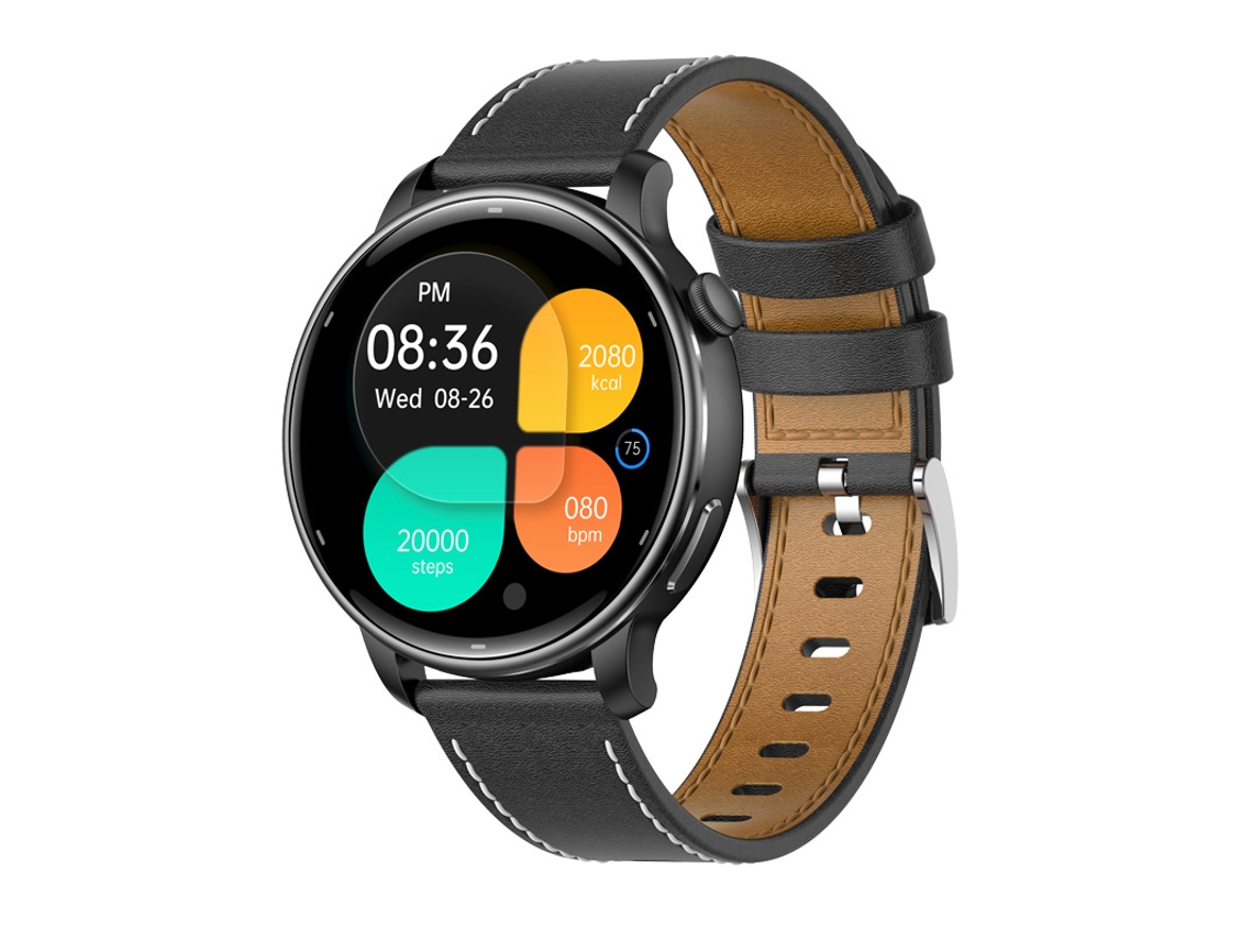 Reloj Inteligente Gps (cuero Negro) Con Posicionamiento Satelital, Monitoreo De Frecuencia Cardíaca, Brújula Y Llamadas Bluetooth.
