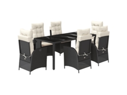 Maison Exclusive - Set De Comedor De Jardín 7 Pzas Y Cojines Ratán Sintético Negro
