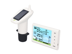 Sensor ultrasónico de nivel de tanque de agua con pantalla digital y medidor de profundidad para uso residencial.