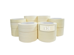 Cinta adhesiva de enmascarar hasta 80 - Rollo de 25 mm x 50 m para pintar - Caja de 36 rollos TECPLAST