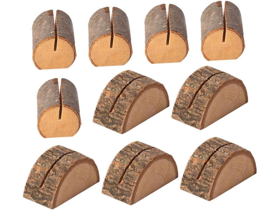 Juego 10 Soportes Postales Madera Fotos Ideales Manualidades Niños Niñas Base Clip