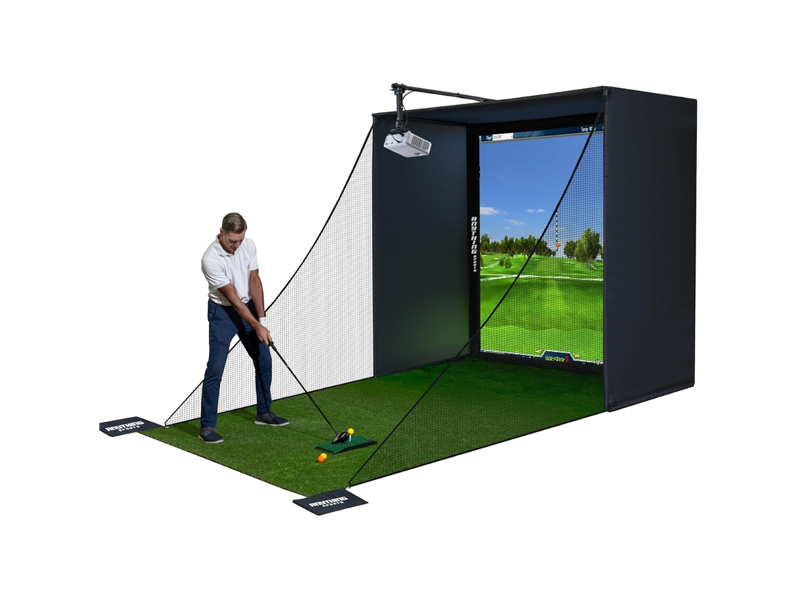 Anything Sports - Jaula Para Golf Para Casa Con Pantalla 4k Y Red De Golf - Cabina Interior Para Simulador Golf Casa - Estructura De Metal - 2.54m