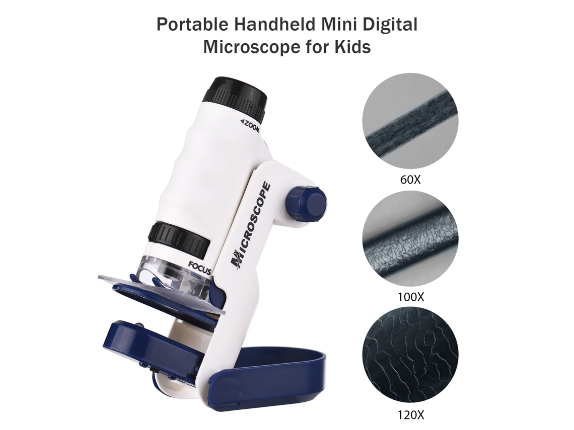 Microscopio portátil para niños de 60x y 120x para educación científica