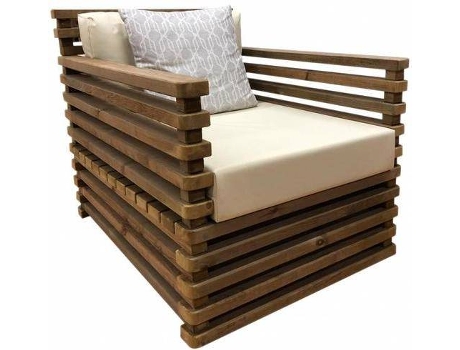Sillón de Jardín CARMO WOOD Relax (Marrón - Madera - 74x98x77 cm)