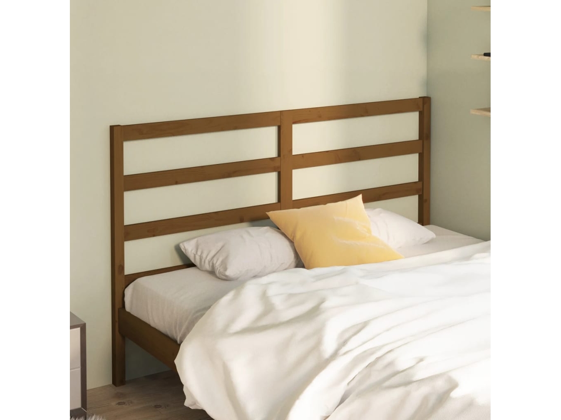 Cabecero De Cama Madera Maciza De Pino Marrón Miel 156x4x100 Cm
