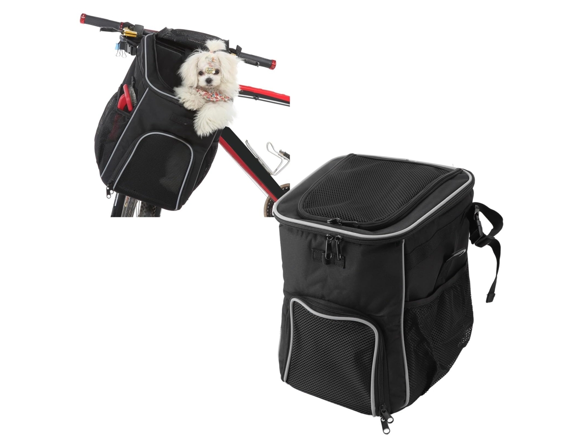 Cesta de bicicleta para perros, portabicicletas impermeable para mascotas, mochila frontal extraíble con bolsillos laterales, bolsa de viaje IKIKSO