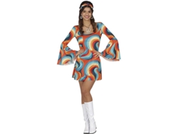Disfraz de Años 70 curvas multicolor para mujer