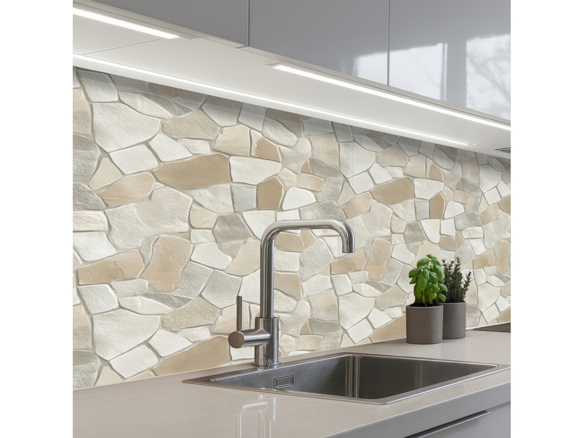 Paneles de mosaico para salpicadero de cocina - Piedras - Beige 150x60 cm