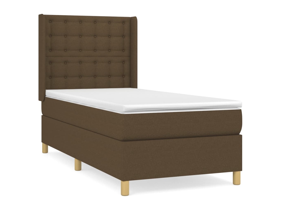 Maison Exclusive - Cama Box Spring Con Colchón Tela Marrón Oscuro 80x200 Cm