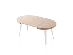 Mesa redonda extensible Berg Blanco - Roble 100/180 x 78 x 100 cm