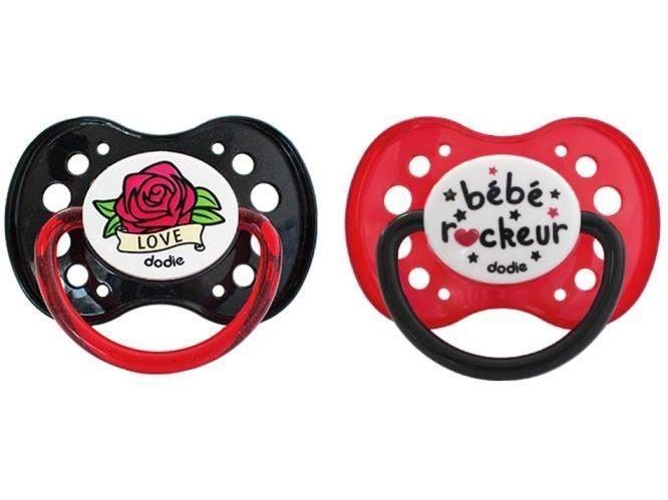 Pack 2 Chupetes DODIE + 18 meses Duo Rock