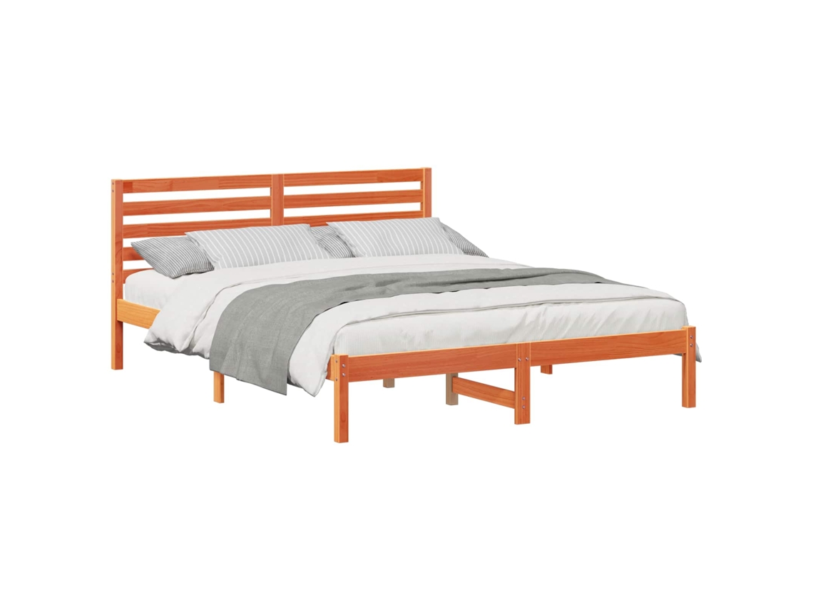 Maison Exclusive - Estructura De Cama Con Cabecera Marrón Cera 150 X 200 Cm