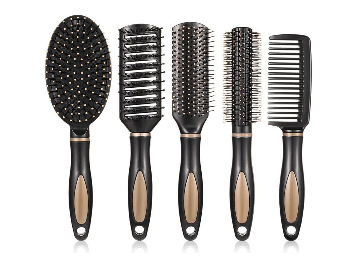 Juego De 5 Peines Para El Cabello, Peines Antiestáticos Para Alisar El Cabello Mojado, Para Uso Doméstico Y En Salones De Belleza (negro)