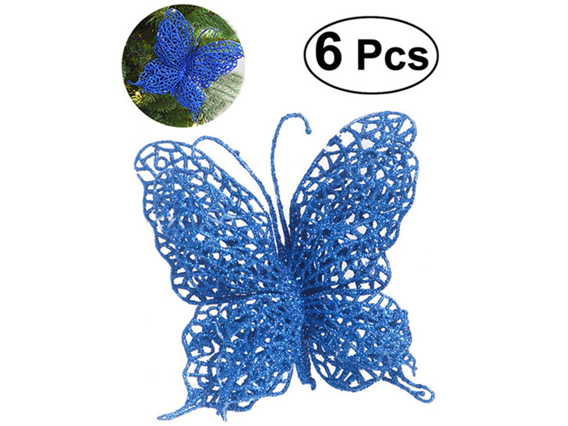 Adorno navideño de mariposa con diseño de flor de cebolla artificial
