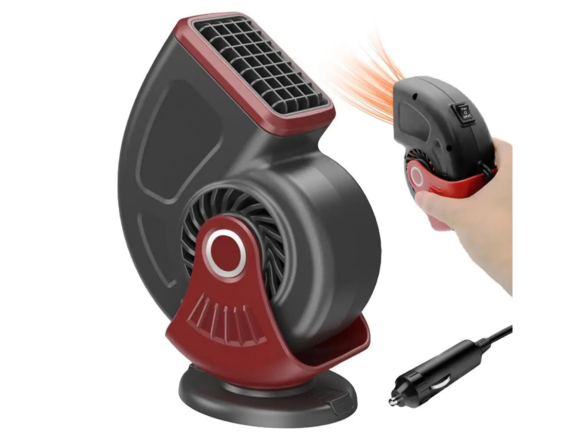 Calentador Portátil De Invierno 2 En 1, 120 W, Negro/rojo, 12 V, Desempañador De Parabrisas Para Coche, Doble Propósito.