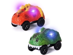 Coche Dinosaurio Con Iluminación Led Para Pista, Accesorio Para Circuito (2 Unidades), Compatible Con La Mayoría De Las Pistas.