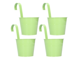 4 Juegos De Macetas Colgantes De Hierro Para Suculentas, Jardín, Balcón, Color Verde Claro, Accesorio Desmontable.