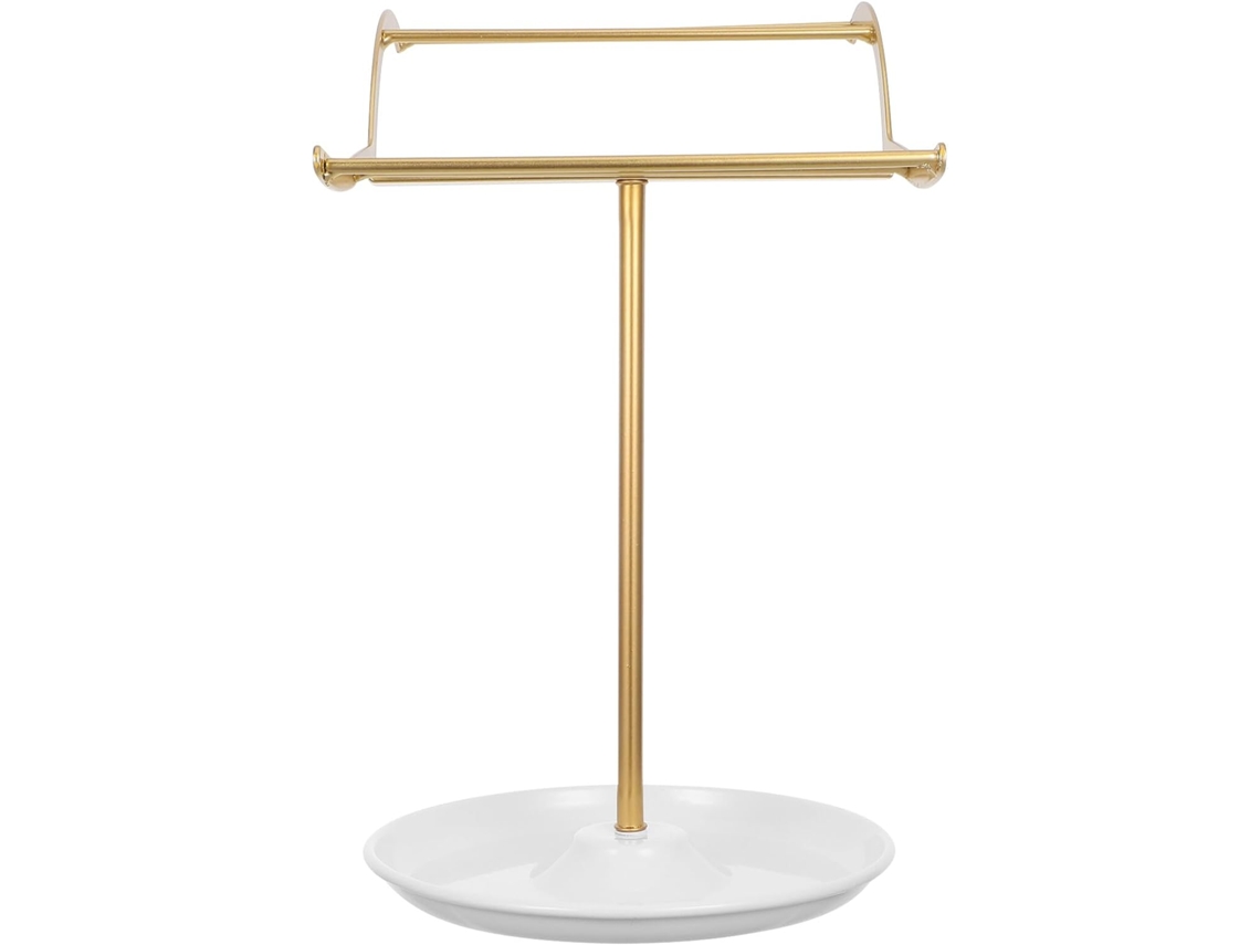 Soporte De Metal Dorado Para Guardar Diademas Con Bandeja Inferior Estable.