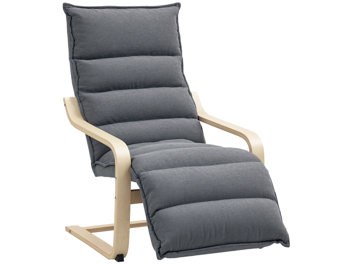 Sillón Reclinable Con Reposapiés Ajustable, Tapizado En Terciopelo Y Estructura De Madera Gris Oscuro.