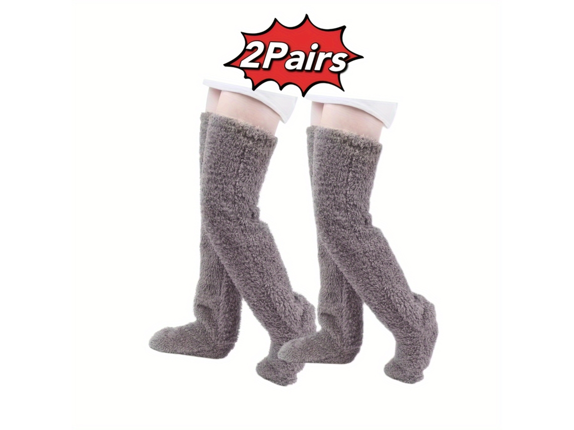 2 Pares De Calcetines Por Encima De La Rodilla, Calcetines Altos Cálidos De Invierno, Calentadores De Piernas Cálidos (gris) Cuich
