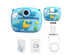 Dinosaurio azul imprimible con funda de silicona. Incluye 1 rollo de papel blanco y negro. No se requiere tarjeta. YUNZII