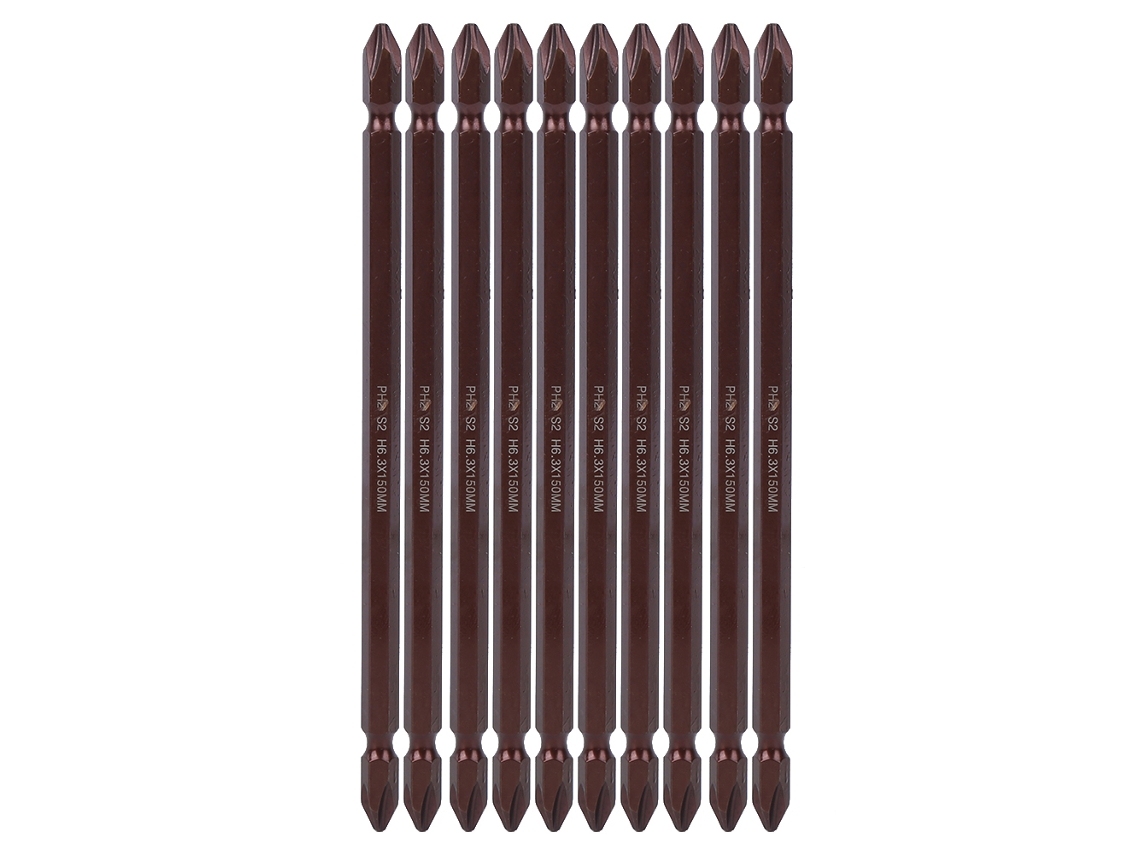 10 Piezas Brocas Llave De Destornillador Doble H6.3 150mm Ph2 Magnética Conjunto De Herramientas De Hardware