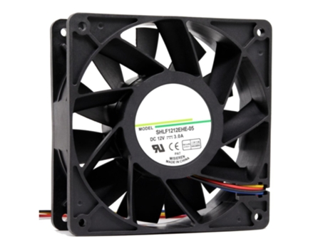 Ventilador de refrigeración Doble rodamiento de bolas Alta velocidad Gran volumen de aire Negro 3A/12V 12cm 4000RPM Miner Case Fan para PC - Negro