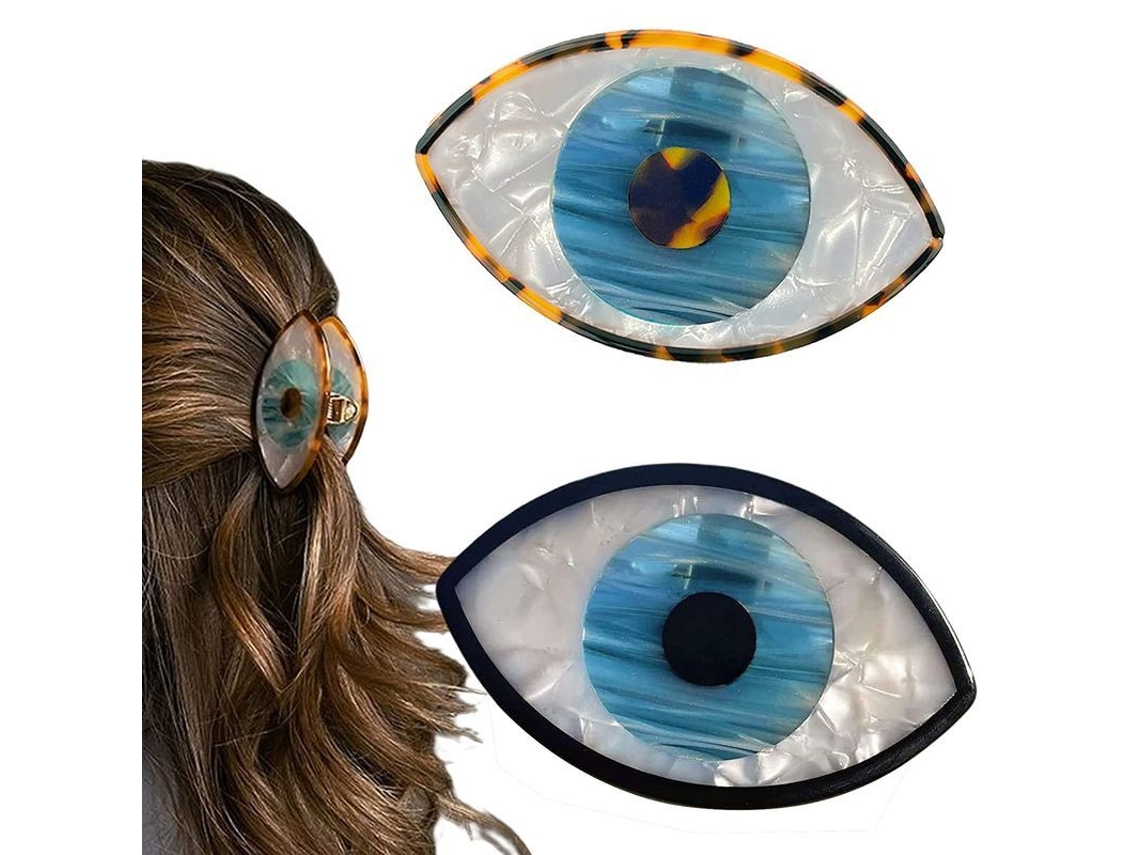 Horquillas Pequeñas Antideslizantes Para El Cabello Con Diseño Retro De Ojo Azul, 7,6 Cm (3 Pulgadas) Para Mujer, Únicas, Gruesas Y Finas.