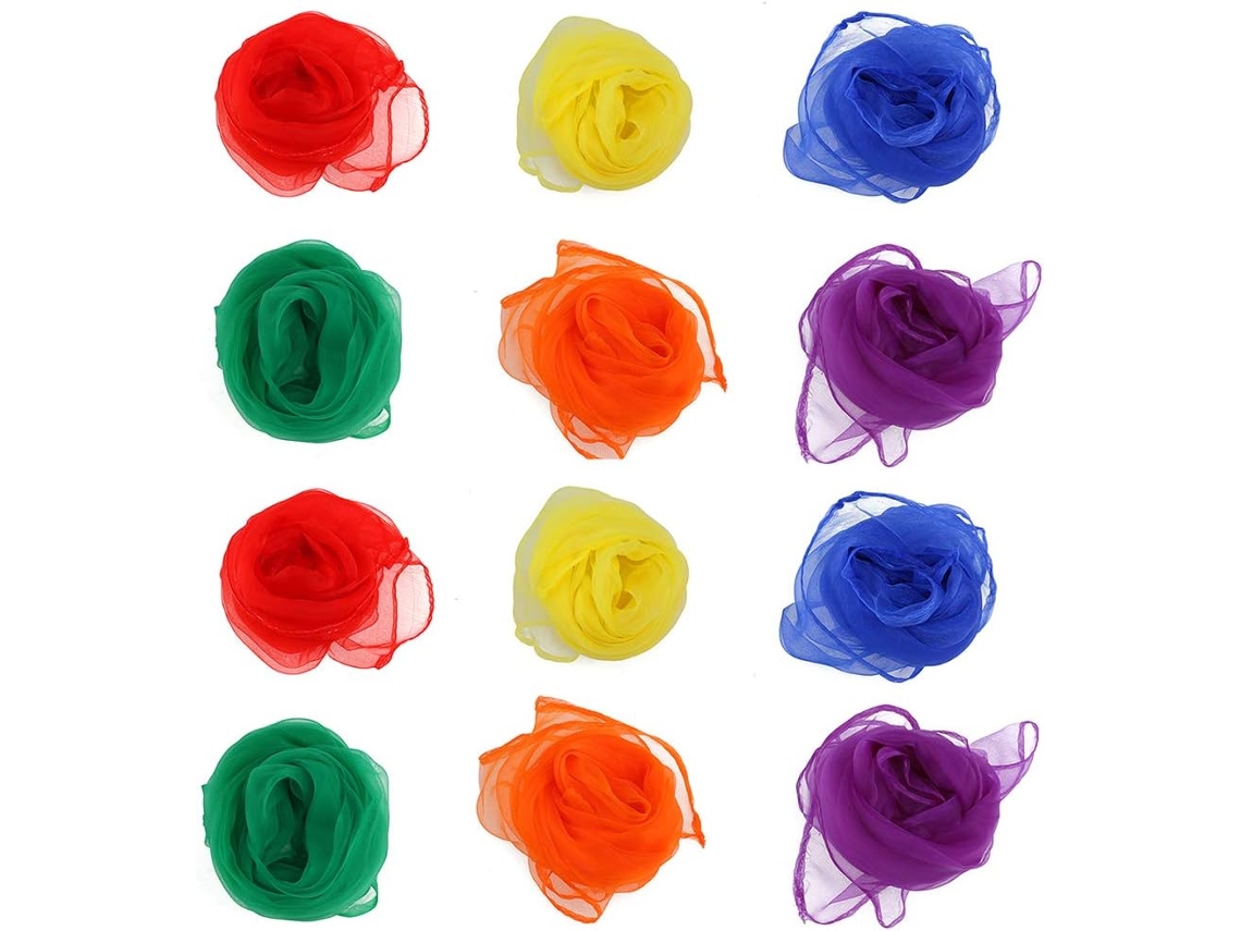 Juego De 12 Bufandas Cuadradas Coloridas, Ligeras De Imitación De Seda, Gruesas Y Suaves, Para Niños Y Niñas.